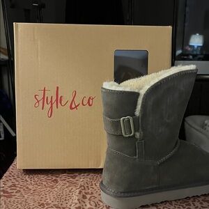 Style & Co Charcoal Suede Ankle Boots